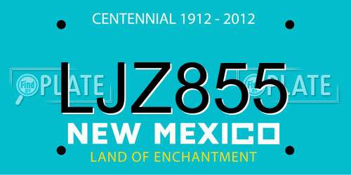 LJZ855 New Mexico License Plate