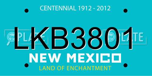 LKB3801 New Mexico License Plate