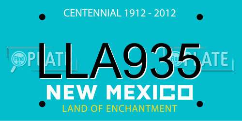 LLA935 New Mexico License Plate