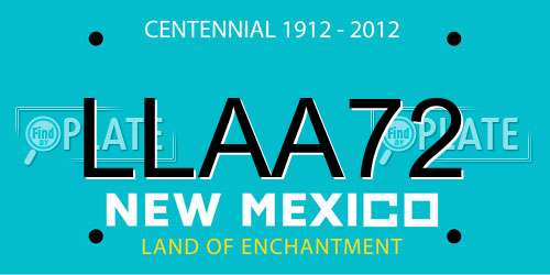 LLAA72 New Mexico License Plate