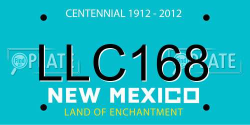 LLC168 New Mexico License Plate