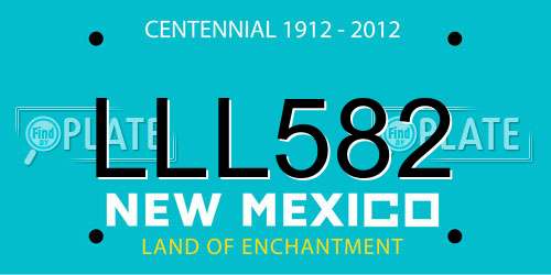 LLL582 New Mexico License Plate