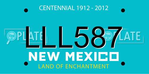 LLL587 New Mexico License Plate