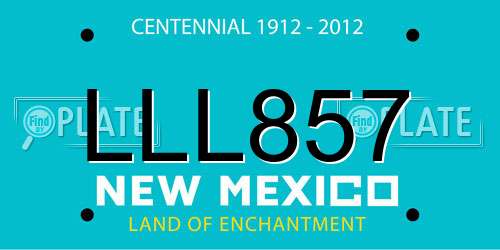 LLL857 New Mexico License Plate