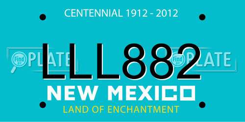 LLL882 New Mexico License Plate