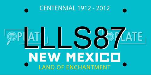 LLLS87 New Mexico License Plate