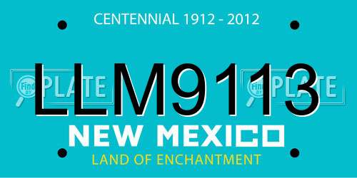 LLM9113 New Mexico License Plate