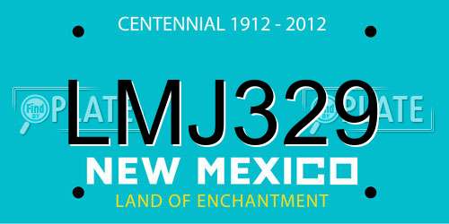 LMJ329 New Mexico License Plate