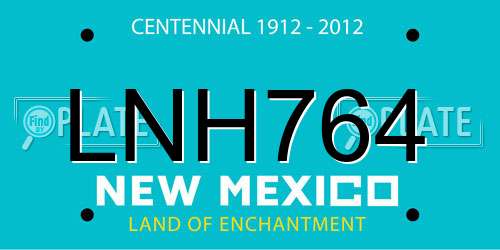LNH764 New Mexico License Plate