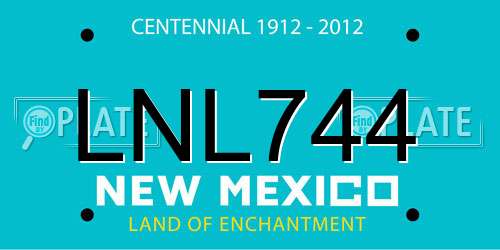 LNL744 New Mexico License Plate