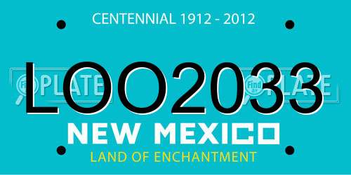 LOO2033 New Mexico License Plate