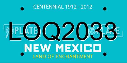 LOQ2033 New Mexico License Plate