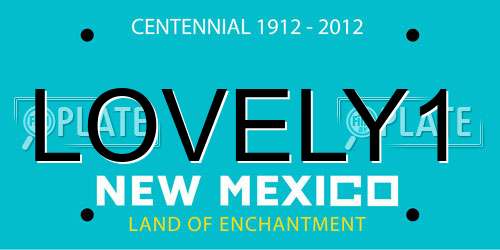 LOVELY1 New Mexico License Plate