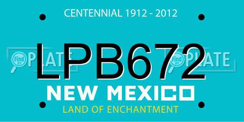 LPB672 New Mexico License Plate
