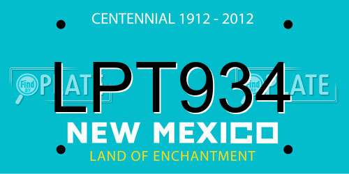 LPT934 New Mexico License Plate