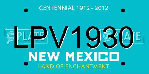 LPV1930 New Mexico License Plate