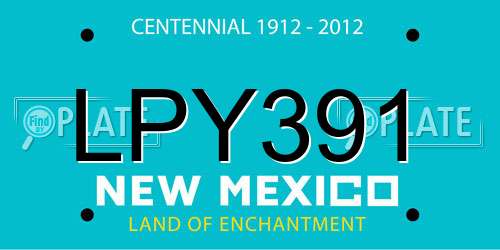 LPY391 New Mexico License Plate