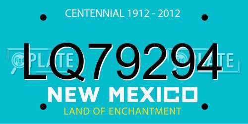 LQ79294 New Mexico License Plate