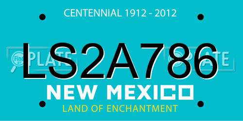 LS2A786 New Mexico License Plate