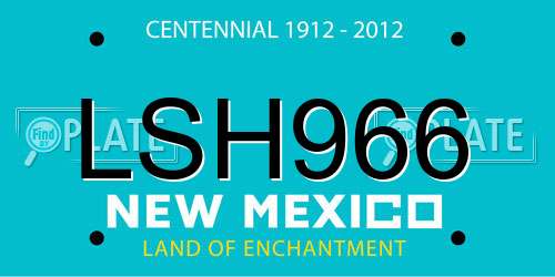 LSH966 New Mexico License Plate