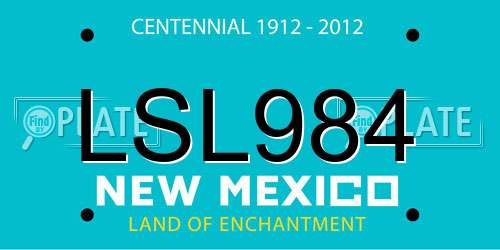 LSL984 New Mexico License Plate
