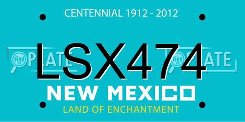 LSX474 New Mexico License Plate