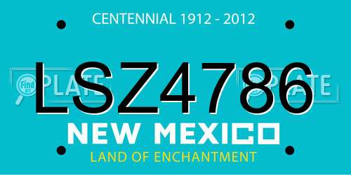 LSZ4786 New Mexico License Plate