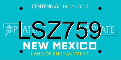 LSZ759 New Mexico License Plate