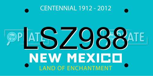 LSZ988 New Mexico License Plate
