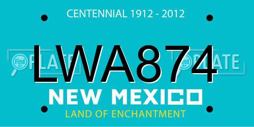 LWA874 New Mexico License Plate