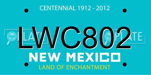 LWC802 New Mexico License Plate