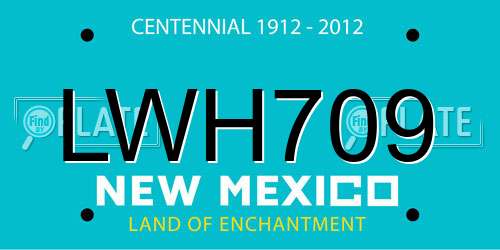 LWH709 New Mexico License Plate