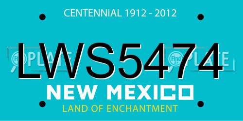 LWS5474 New Mexico License Plate