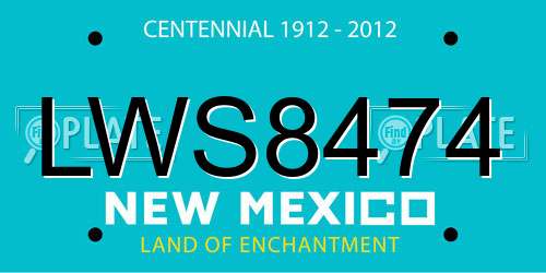 LWS8474 New Mexico License Plate