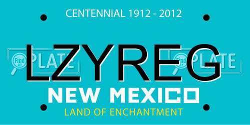 LZYREG New Mexico License Plate