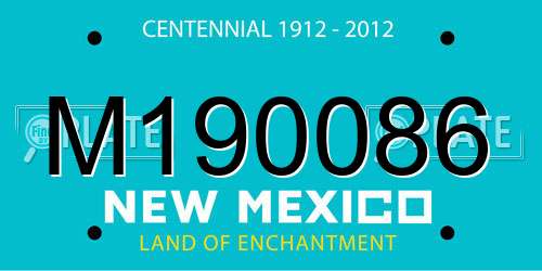 M190086 New Mexico License Plate