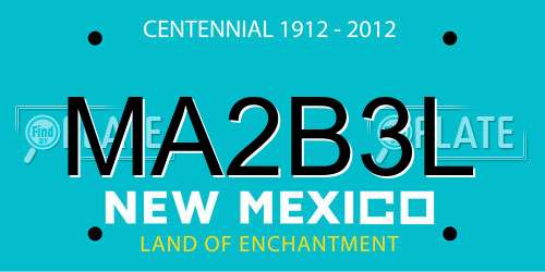MA2B3L New Mexico License Plate