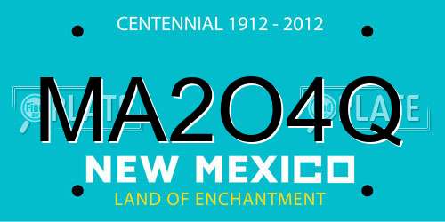 MA2O4Q New Mexico License Plate