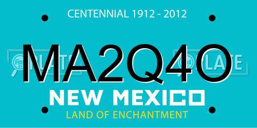 MA2Q4O New Mexico License Plate