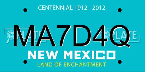 MA7D4Q New Mexico License Plate