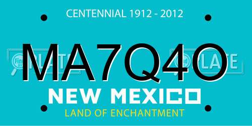 MA7Q4O New Mexico License Plate