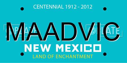 MAADVIC New Mexico License Plate