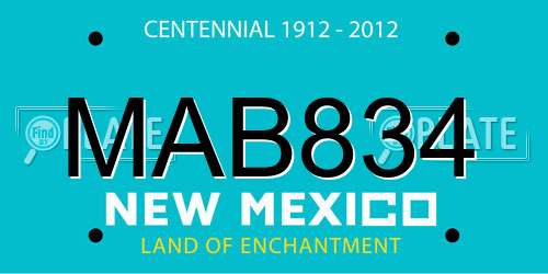 MAB834 New Mexico License Plate