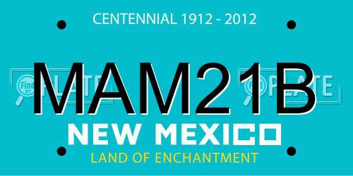 MAM21B New Mexico License Plate