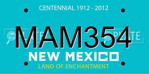 MAM354 New Mexico License Plate