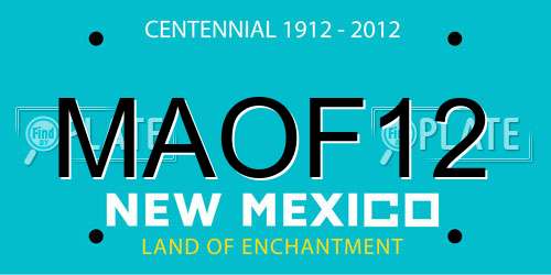 MAOF12 New Mexico License Plate