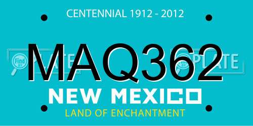 MAQ362 New Mexico License Plate