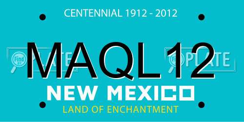 MAQL12 New Mexico License Plate