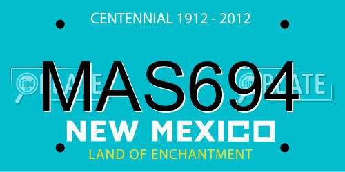 MAS694 New Mexico License Plate