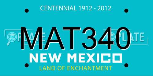 MAT340 New Mexico License Plate